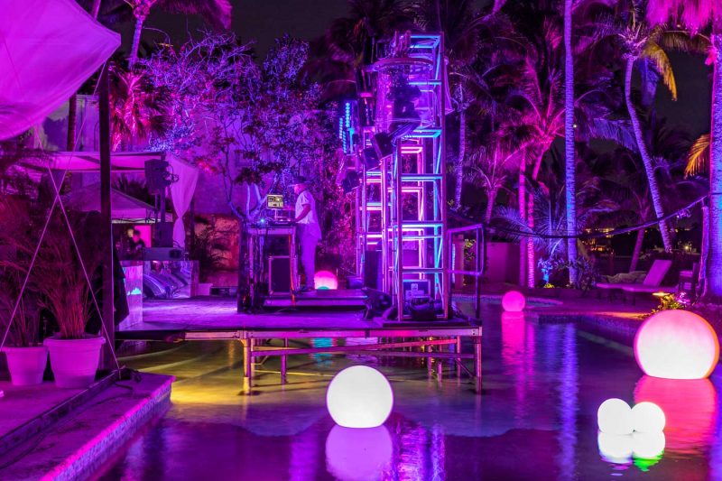 DJ playing a set on a custom built stage