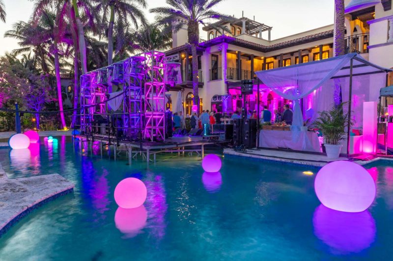Custom stage built on top of the pool 